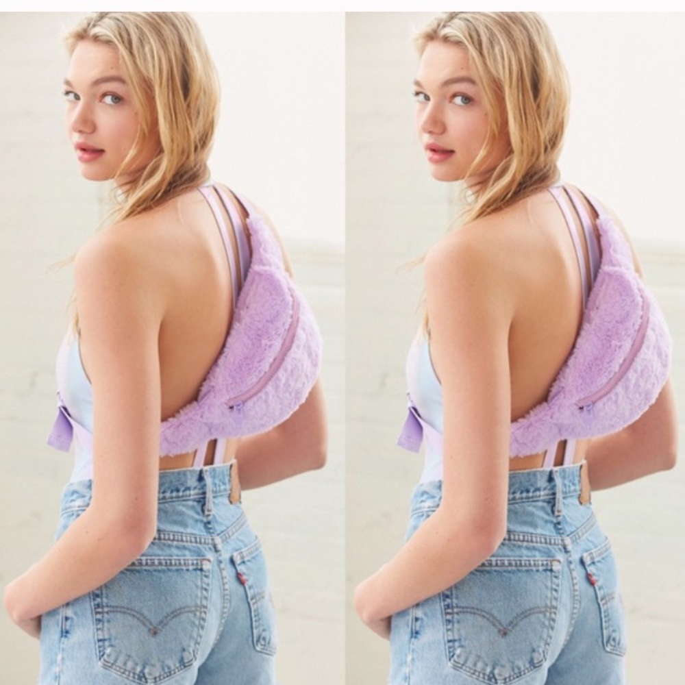 URBAN OUTFITTERS lilac purple fuzzy fanny pack bag